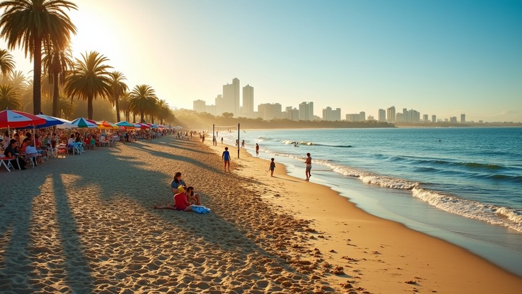 urban beach with vibrant scene