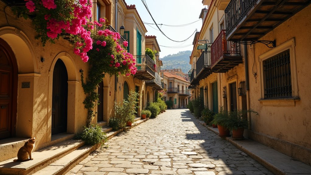 vibrant cobblestone street art