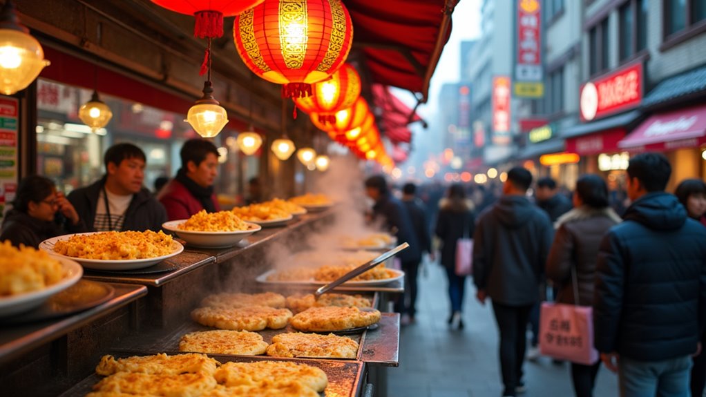 vibrant korean shopping street