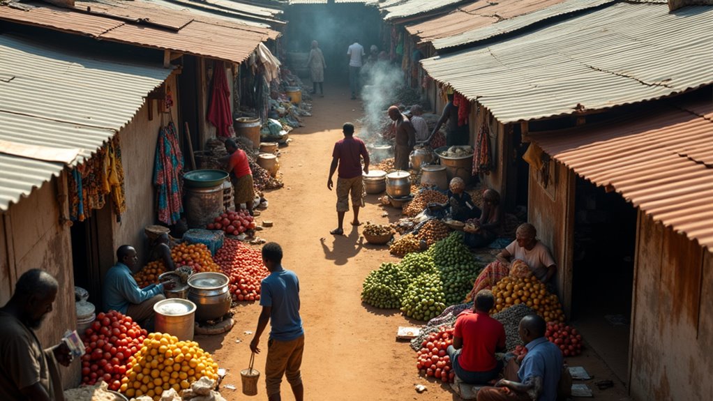 vibrant market with crafts