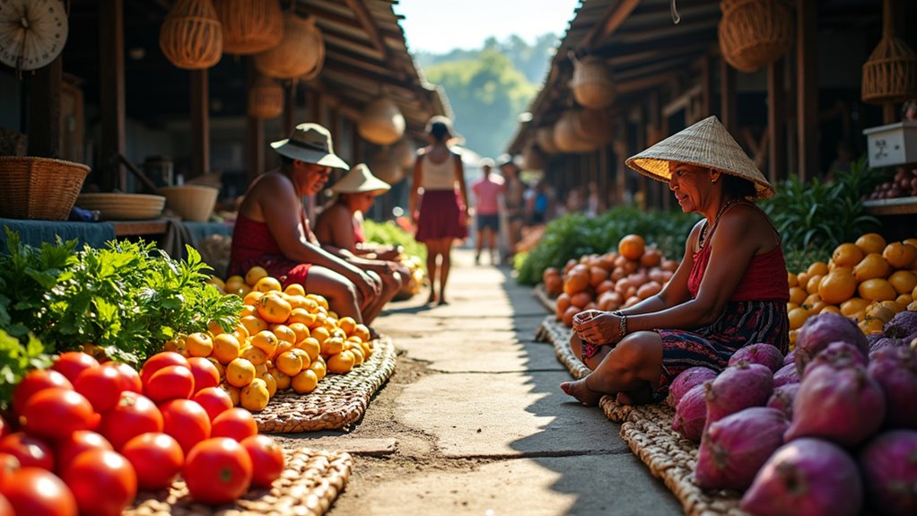 vibrant market with crafts
