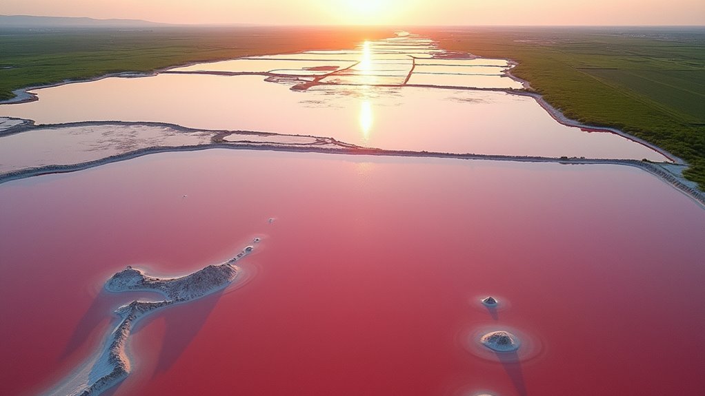 vibrant pink salt lakes