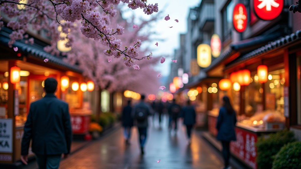 vibrant shopping dining district