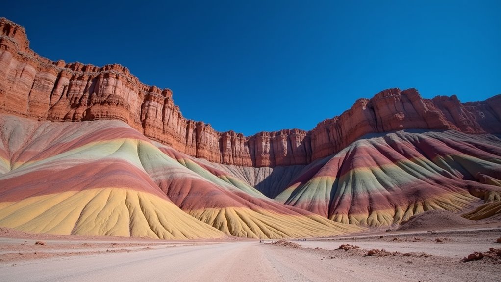 vivid layered mineral formations