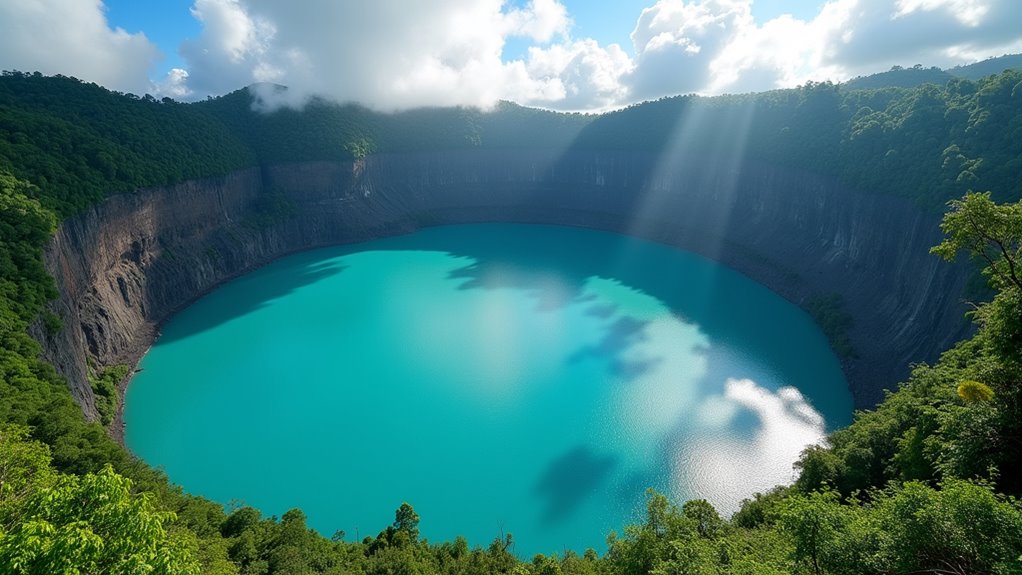 volcanic crater lake swimming