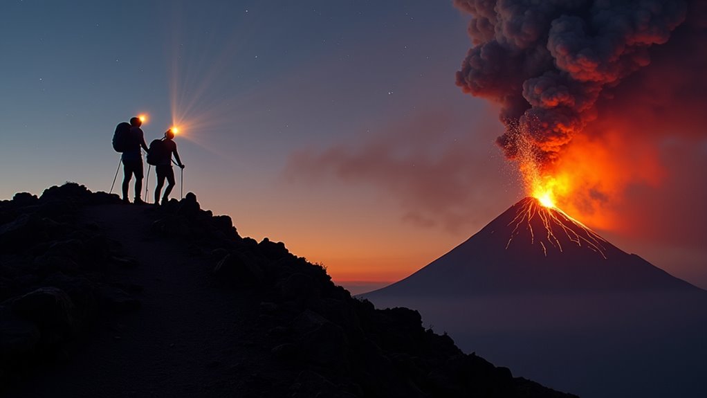 volcano hike with eruptions