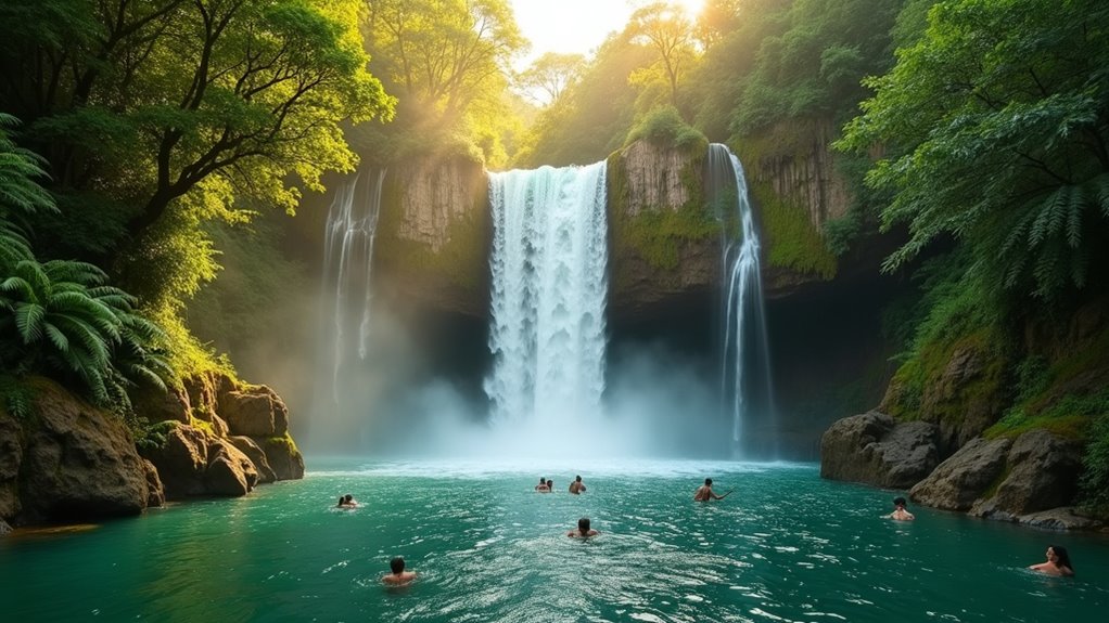 walk behind thundering waterfall