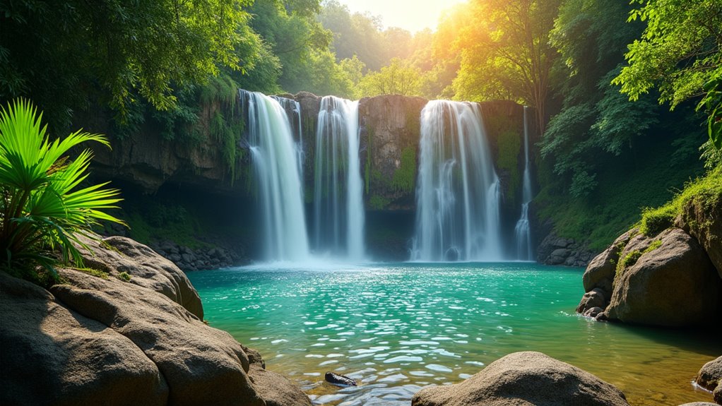 waterfalls swimming jungle hike