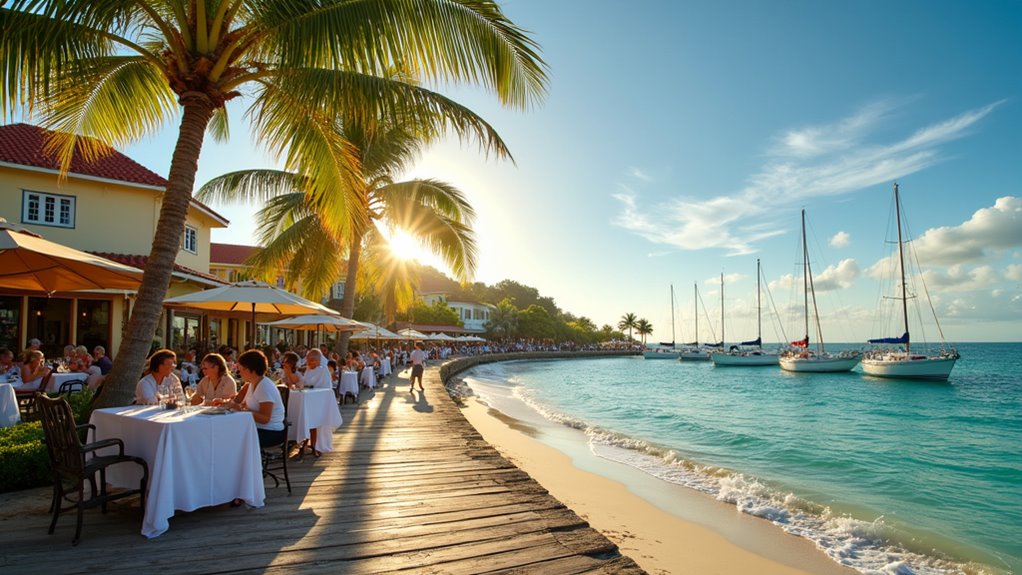 waterfront dining with sunsets