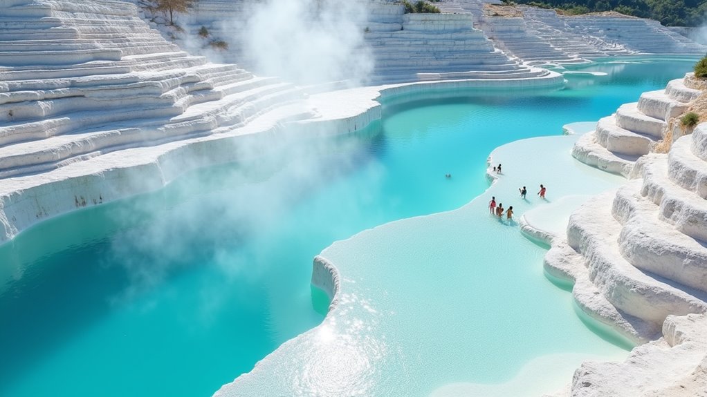 white mineral terraces bathing