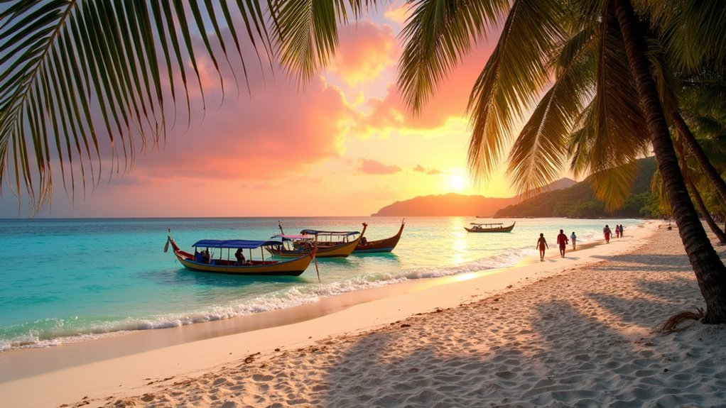 white sand sunset serenity