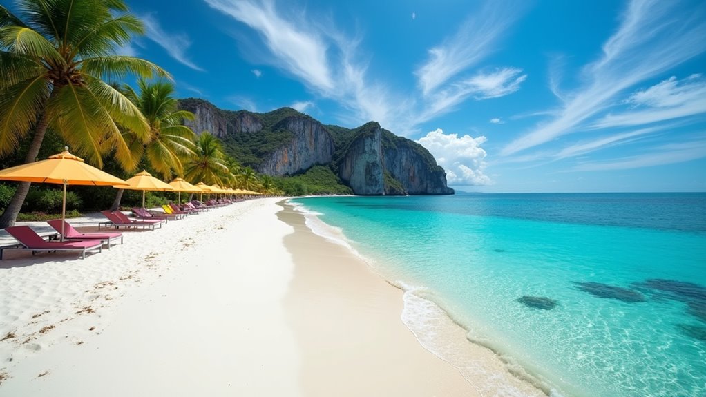 white sandy turquoise waters
