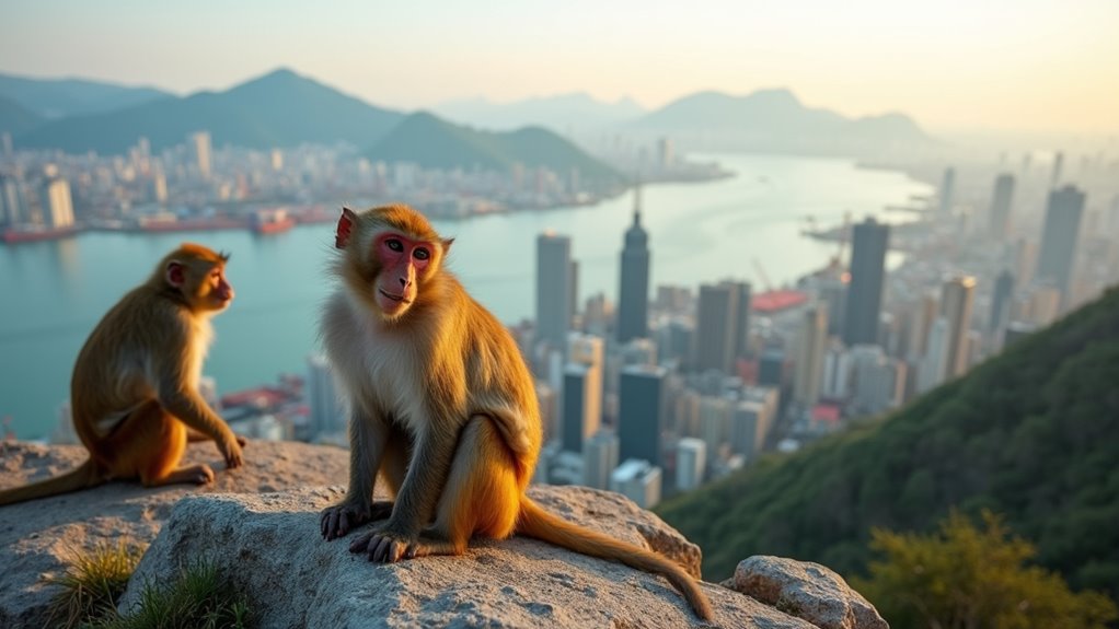 wild macaques mountain views