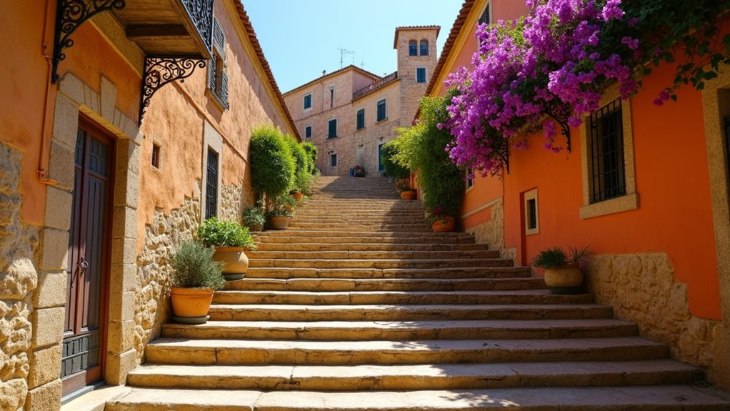 yellow staircase to old town