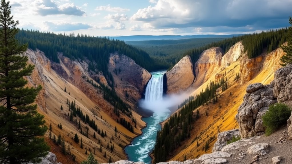 yellowstone canyon waterfall views