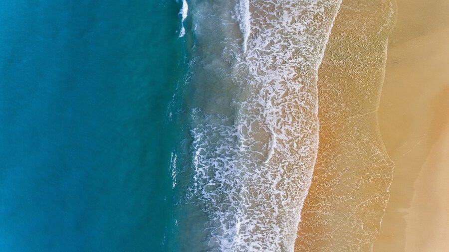 Aerial photography of coastline and ocean