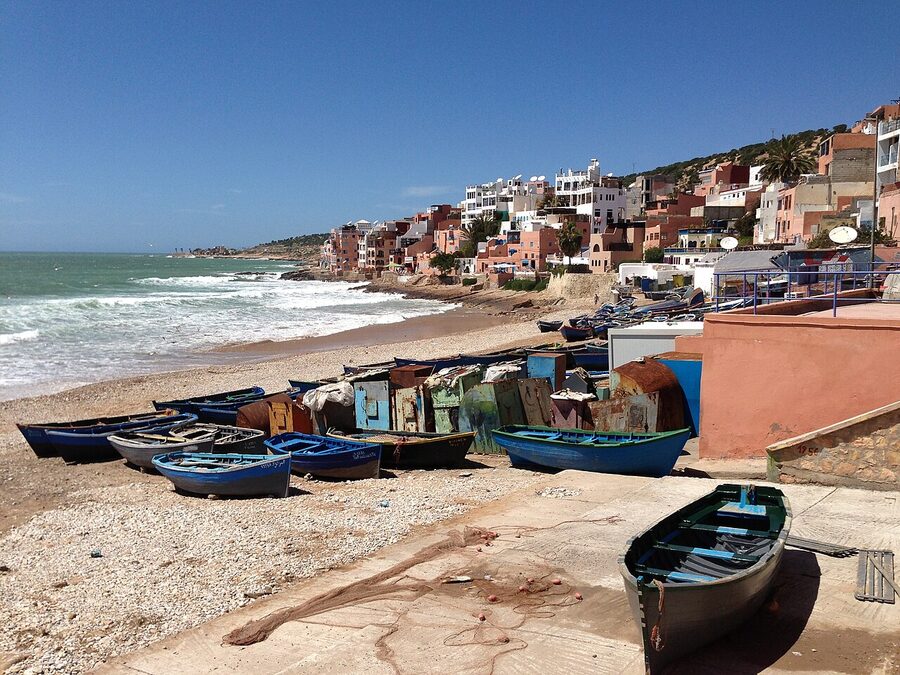 Taghazout Morocco blue boats