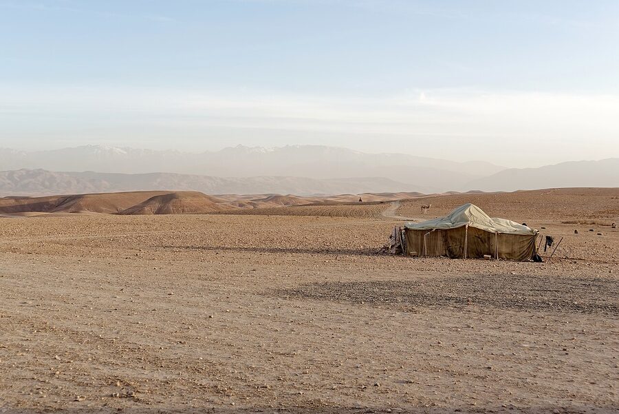 Agafay Desert camp in the afternoon