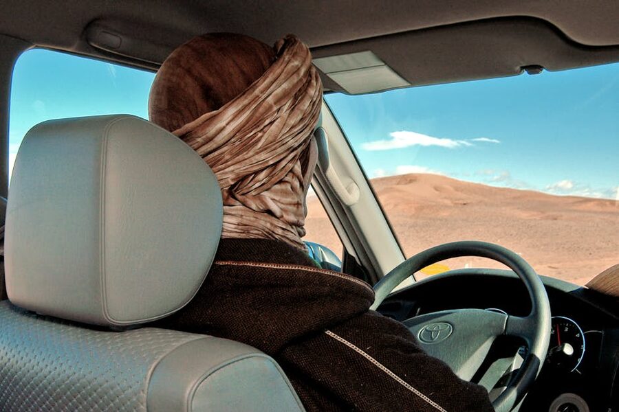 Driver with turban in Agafay desert