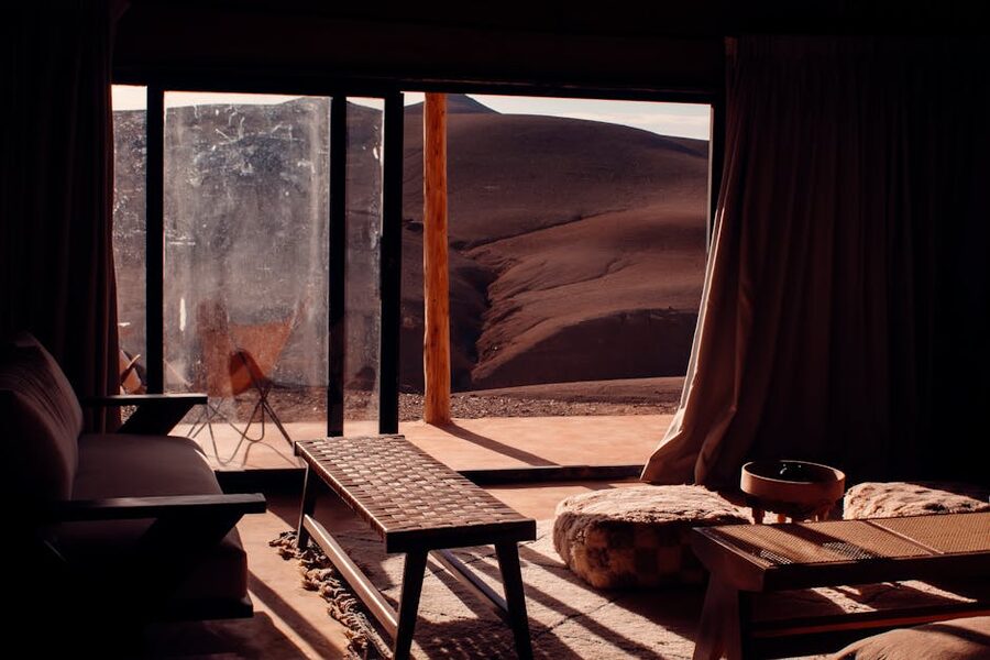 Luxury tent interior Agafay Morocco