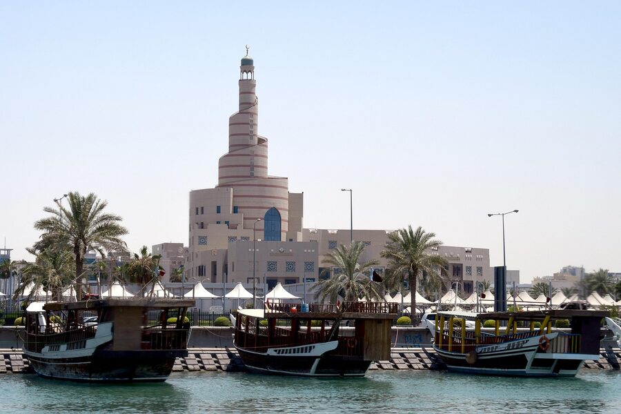 Arabian Gulf waters with boat in the distance