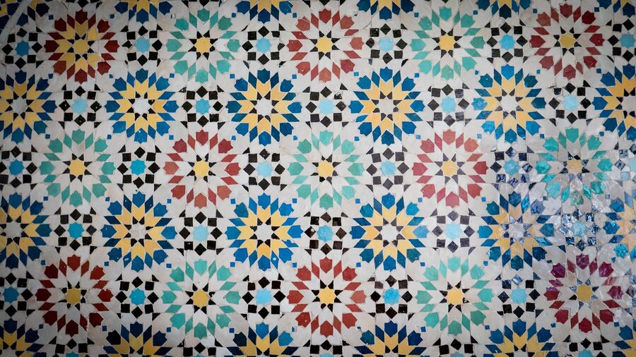 Arabic geometric pattern tiles with intricate design