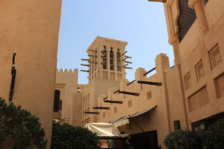 Traditional wind tower architecture in old Dubai