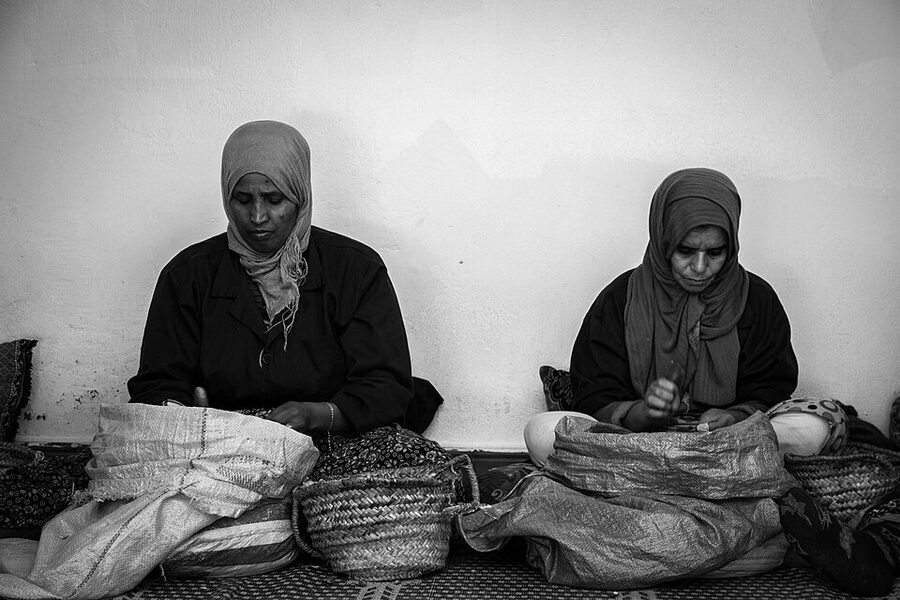 Women at an argan oil cooperative in Morocco