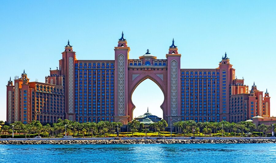 Atlantis The Palm hotel in Dubai with distinctive architecture