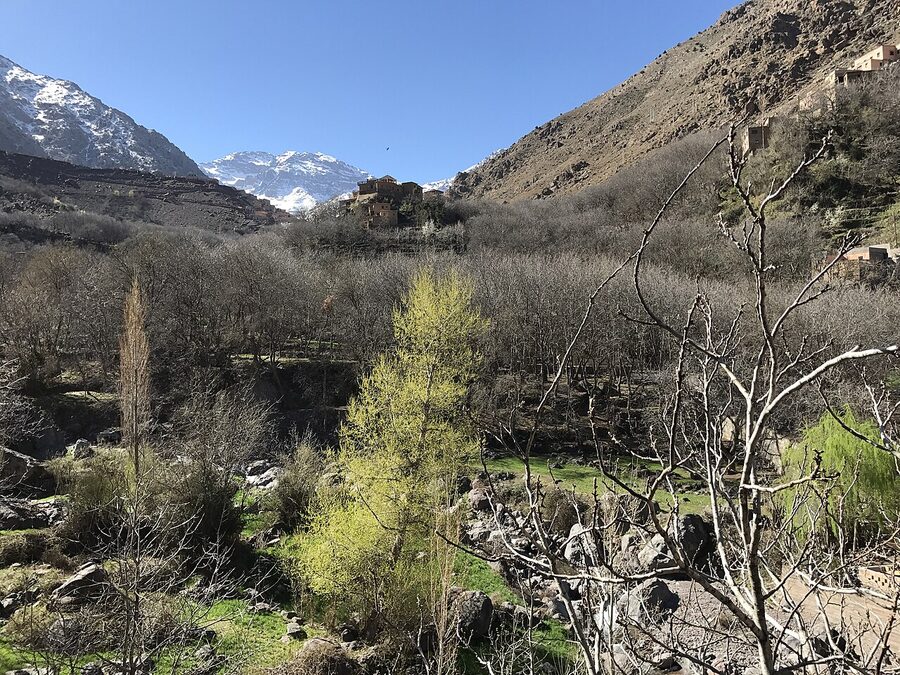 Imlil valley path in Atlas Mountains