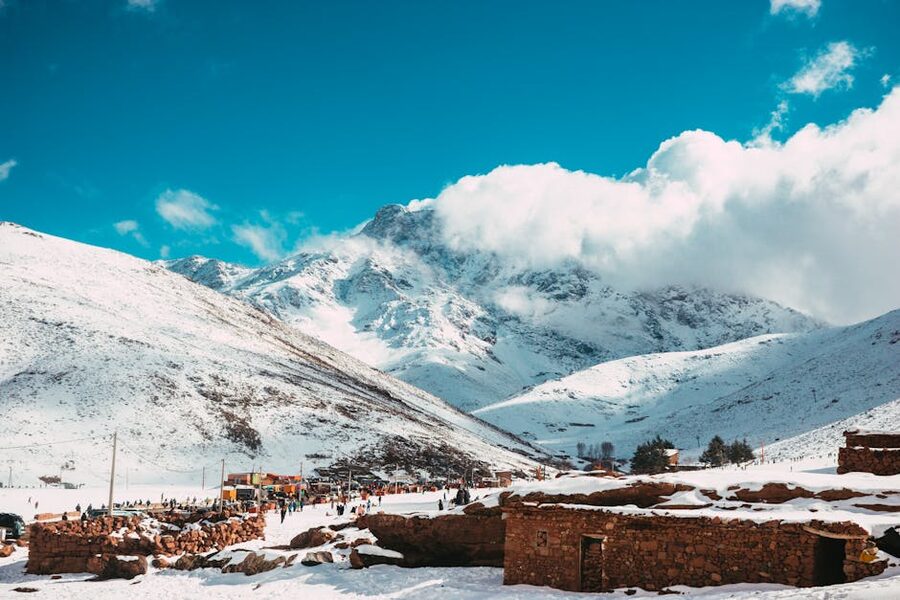 Oukaimeden snow in Atlas Mountains