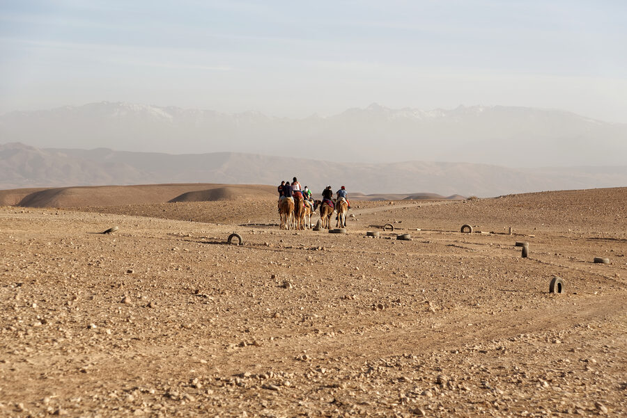 Agafay Desert with Atlas Mountains