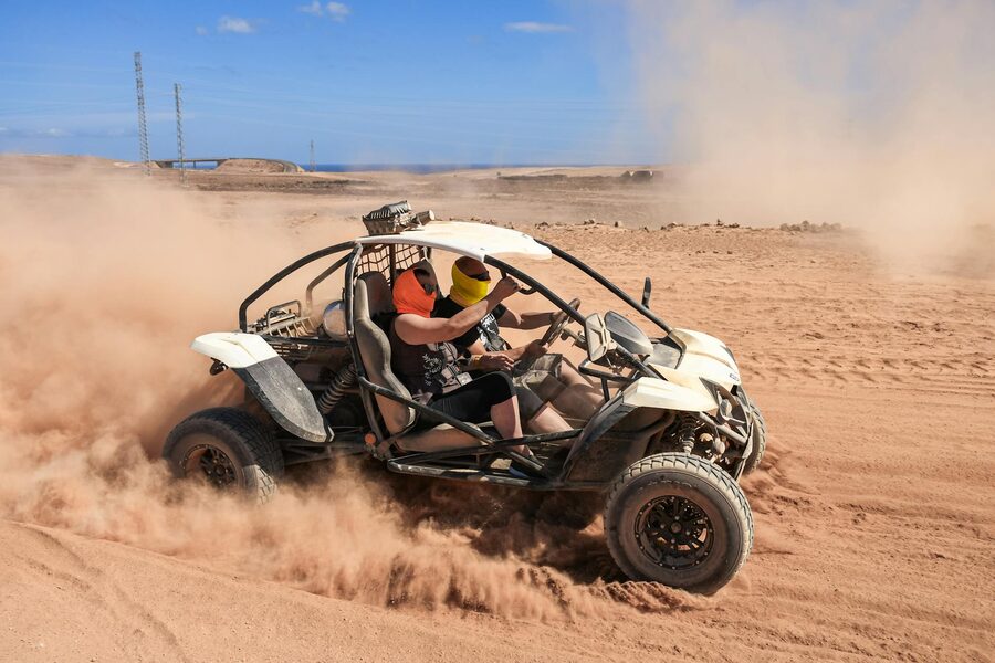 Exciting dune buggy ride in desert sands