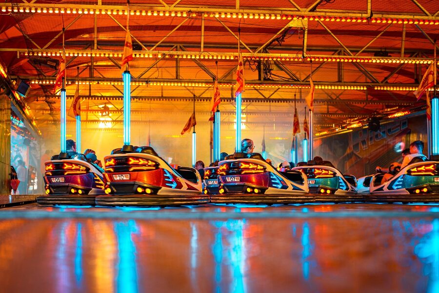 Bumper cars ride at amusement park