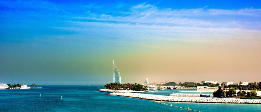 Burj Al Arab sail-shaped architecture against natural sky