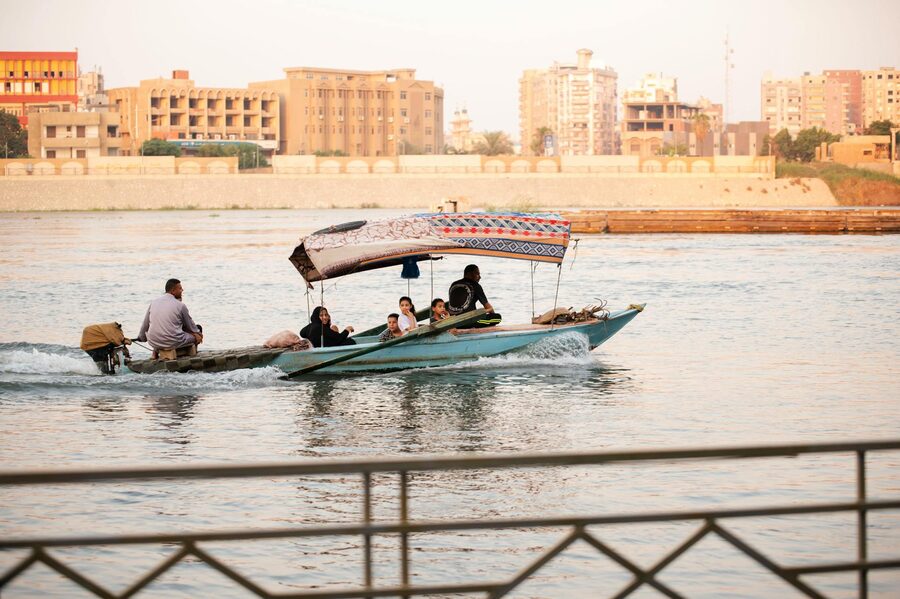 Group enjoying a boat ride on the Nile in Cairo