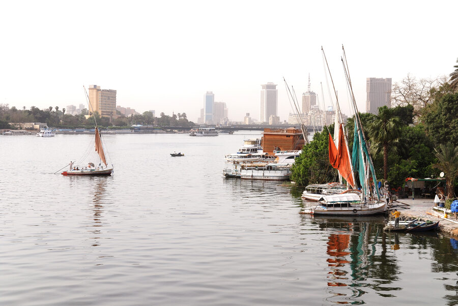 Nile River in Cairo city flow