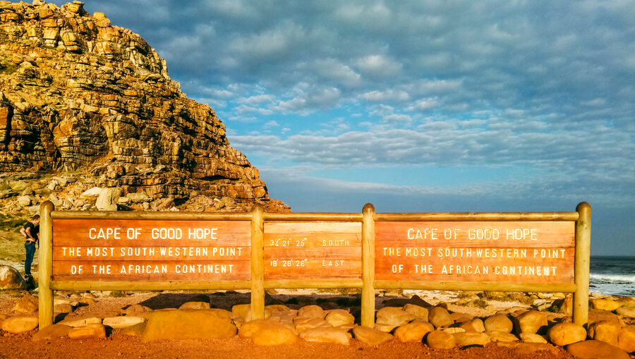 Southwesternmost point of South Africa sign at Cape of Good Hope