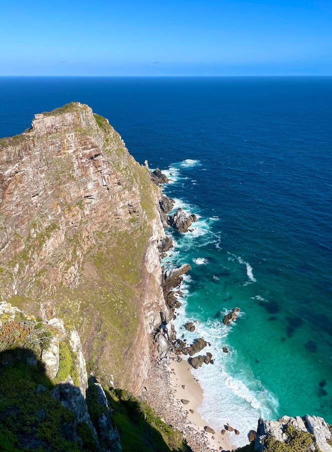 Aerial view of Cape Point rugged cliffs