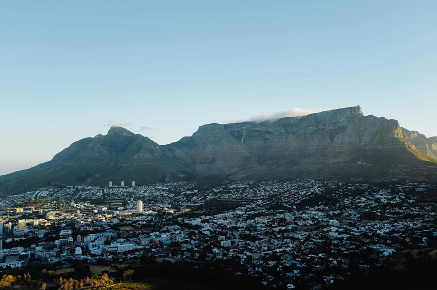 Aerial view of Cape Town with Table Mountain