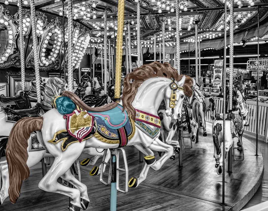 Carousel merry-go-round ride at theme park