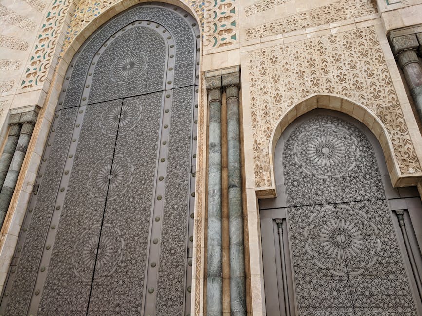Moroccan geometric patterns mosque door