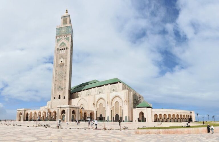 Hassan II Mosque iconic view blue sky
