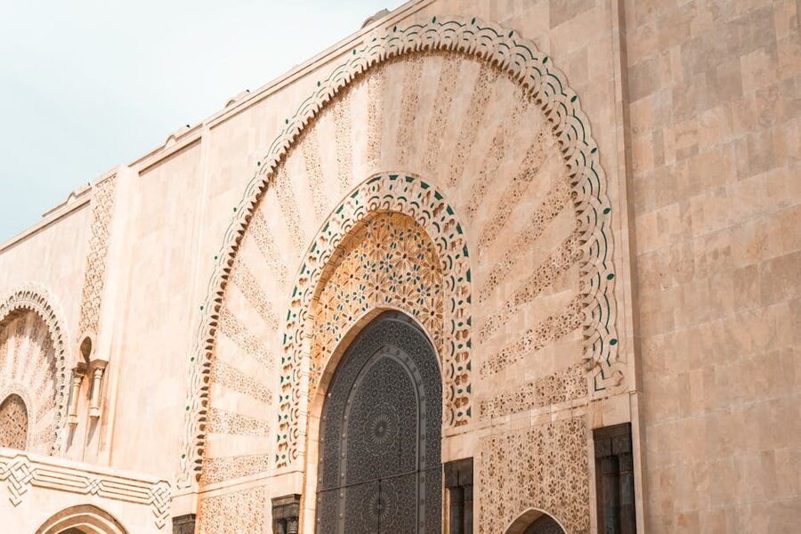 Hassan II Mosque stone facade detail