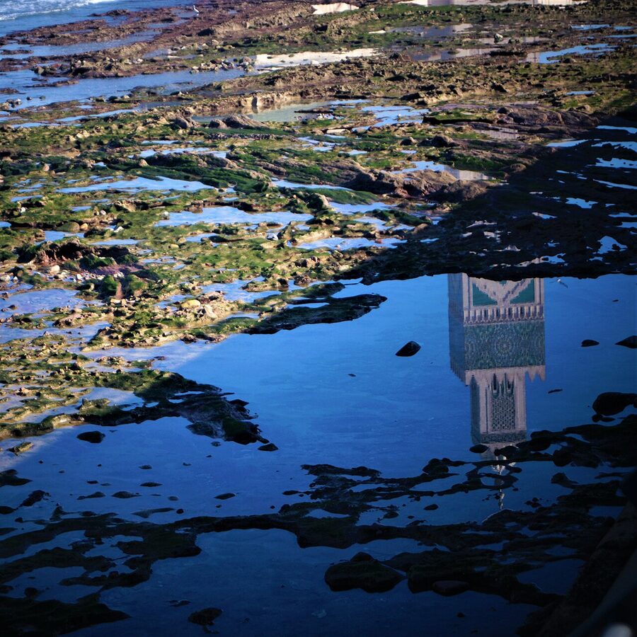 Hassan II Mosque water reflection