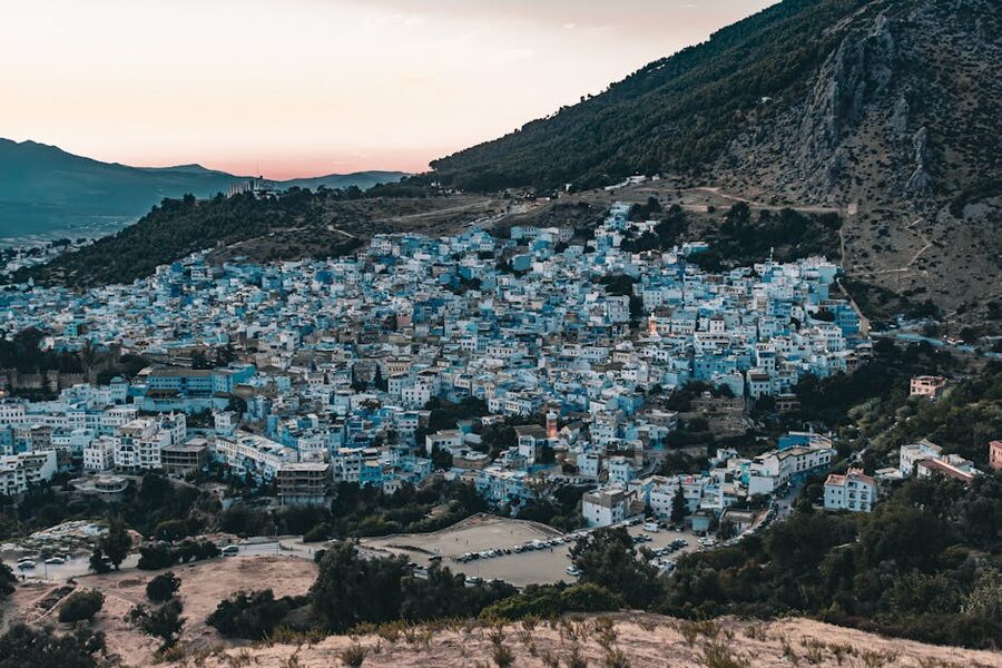Chefchaouen aerial view blue city