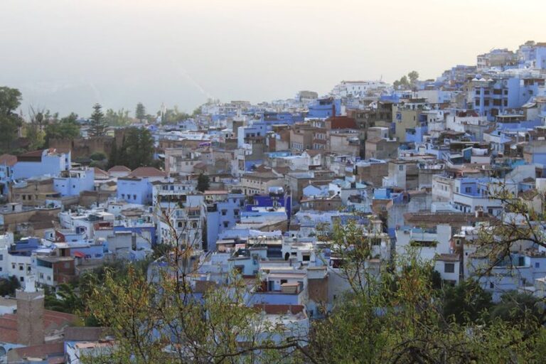 Chefchaouen blue buildings hills