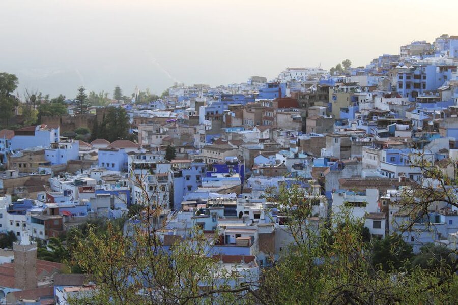 Chefchaouen blue buildings hills