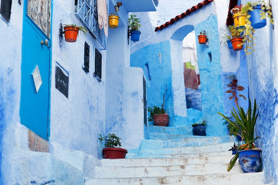 Chefchaouen old city blue-washed buildings