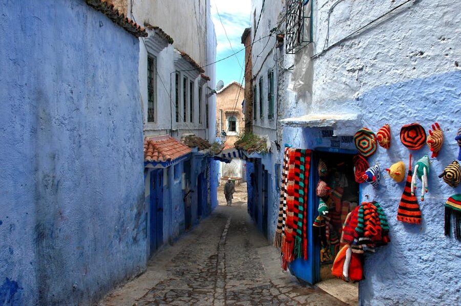 Chefchaouen traditional crafts blue streets